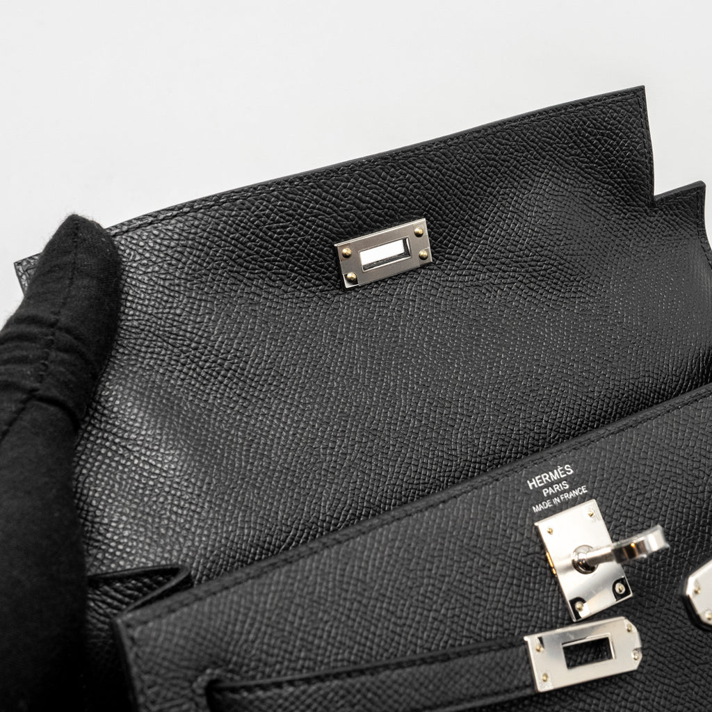 Lorenzia Kelly 25 Epsom Leather Handbag Black Silver-Tone Hardware
