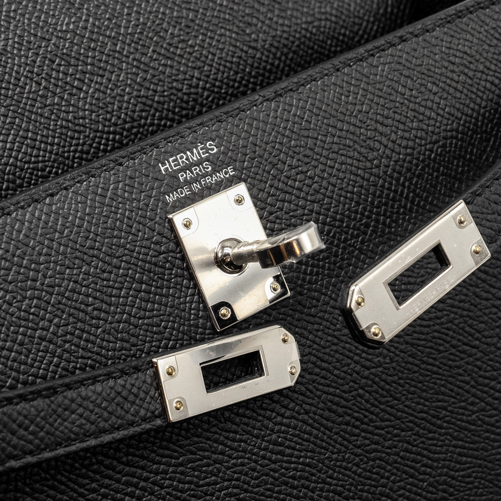Lorenzia Kelly 25 Epsom Leather Handbag Black Silver-Tone Hardware