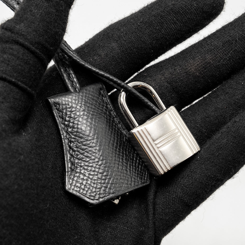 Lorenzia Kelly 25 Epsom Leather Handbag Black Silver-Tone Hardware